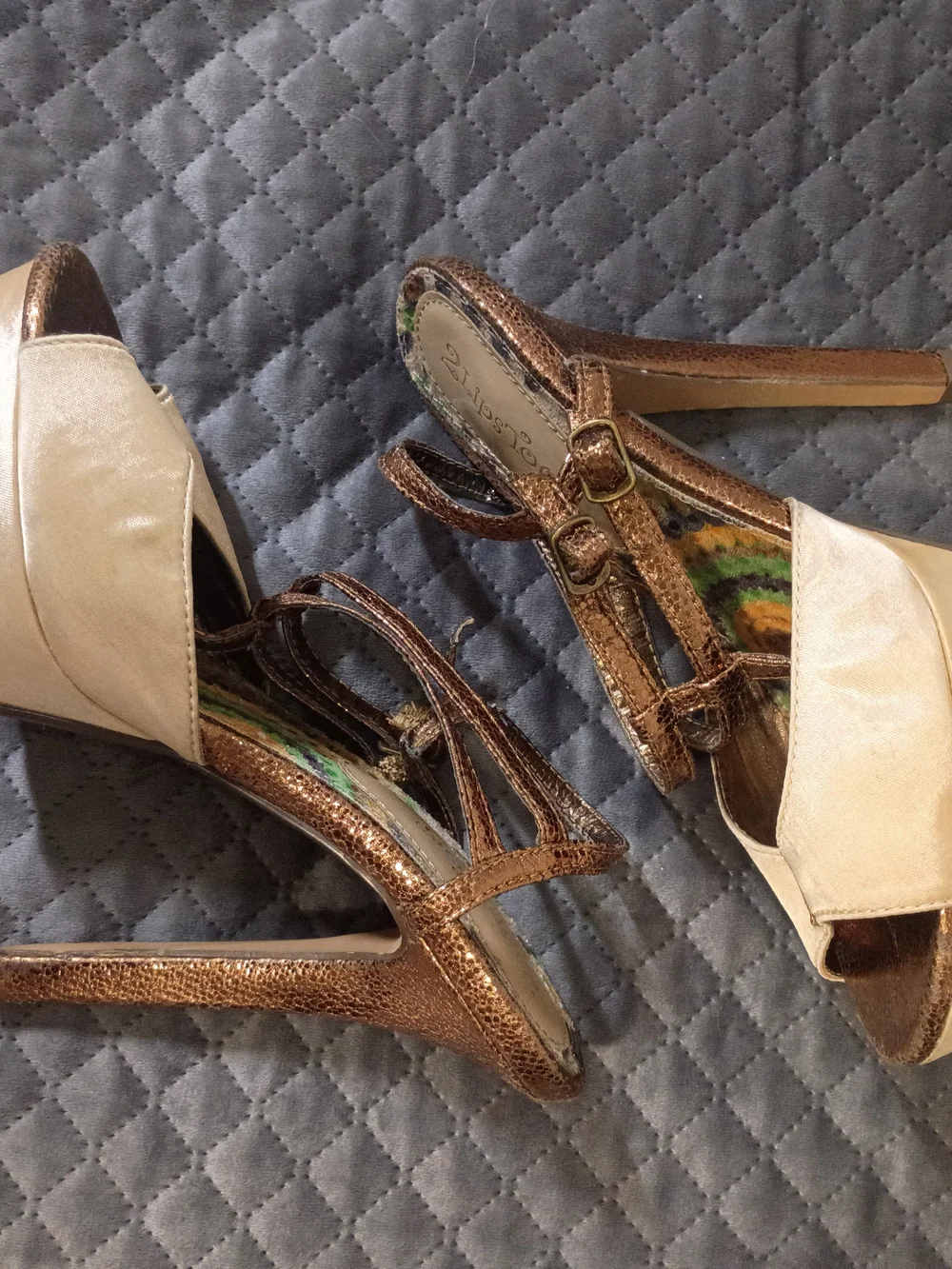 2 Lips Too Gold and Brown Platform Heel Sandals